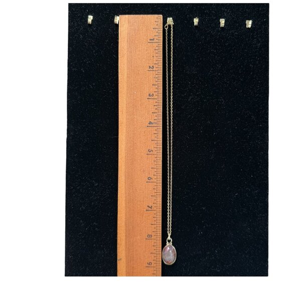 Vintage Gold-Plated Chain Necklace With Oval 12K Gold Moss Agate Pendant - Picture 6 of 7